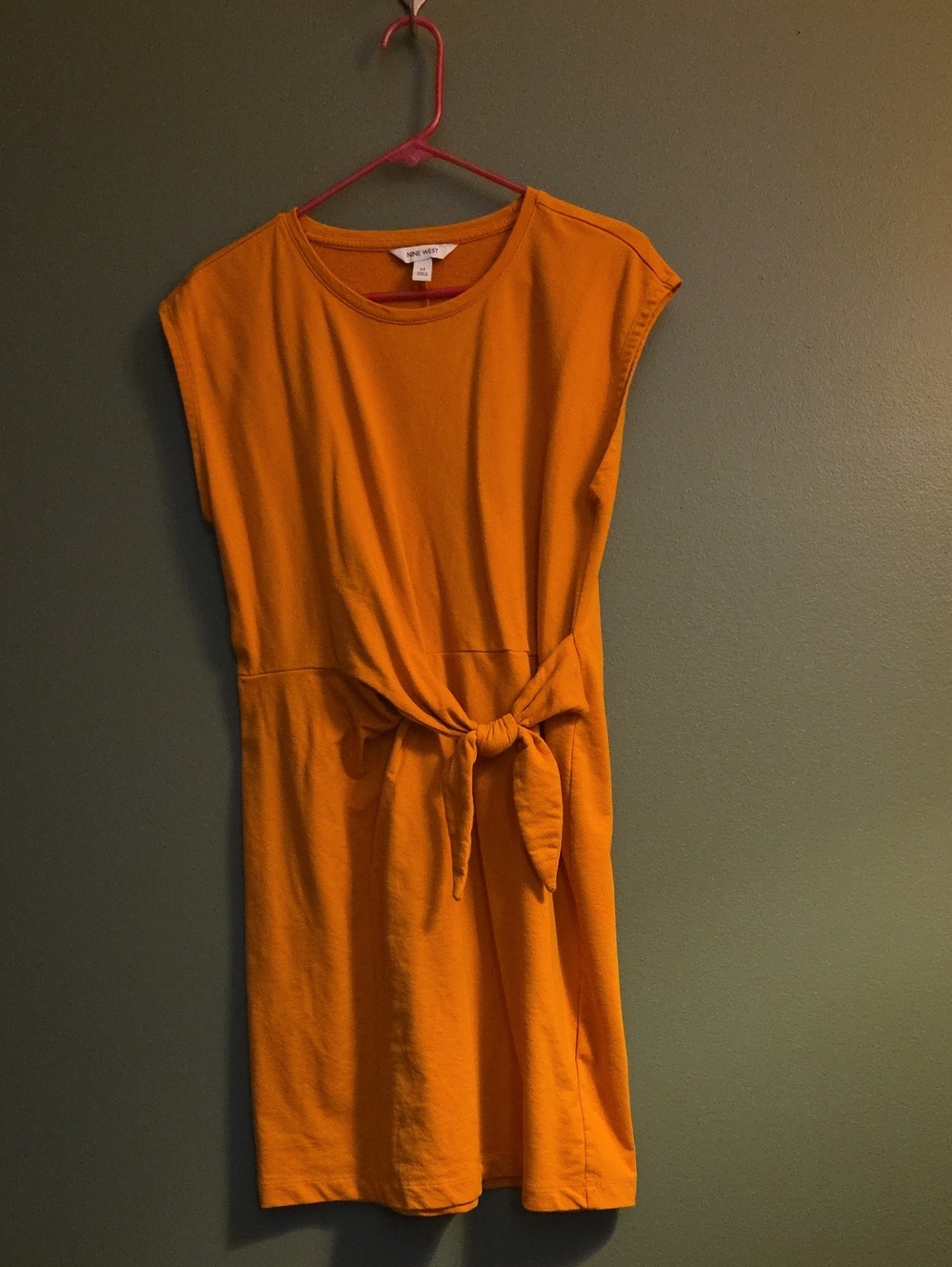 Nine West Orange Tie-Waist Sleeveless Mini Dress